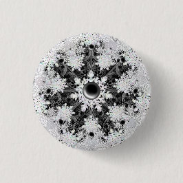 Keramische kant zwart & sneeuwvlok ronde button 3,2 cm