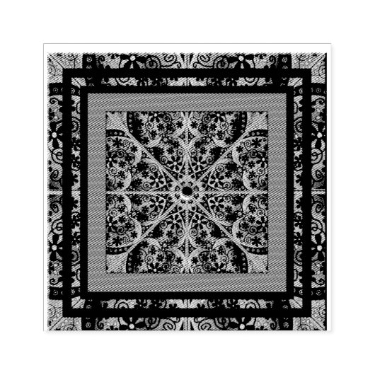 Keramische kant zwart & sneeuwvlok rubberstempel (Afrduk)