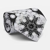 Keramische kant zwart & sneeuwvlok stropdas (Opgerold)