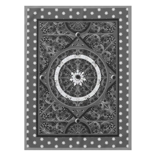 Keramische kant zwart & sneeuwvlok tafelkleed (Voorkant)