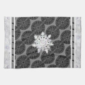 Keramische kant zwart & sneeuwvlok theedoek (Horizontaal)