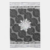 Keramische kant zwart & sneeuwvlok theedoek (Verticaal)