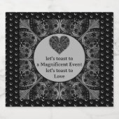 Keramische kant zwart sparkling wijnetiket (Enkel label)