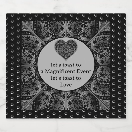 Keramische kant zwart sparkling wijnetiket (Enkel label)