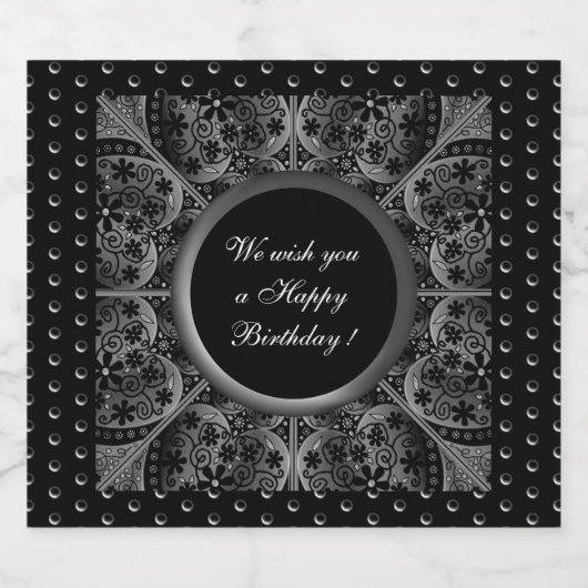 Keramische kant zwart sparkling wijnetiket (Enkel label)