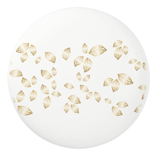 Keramische kast Knob-Gold Bladeren Knop (Voorkant)