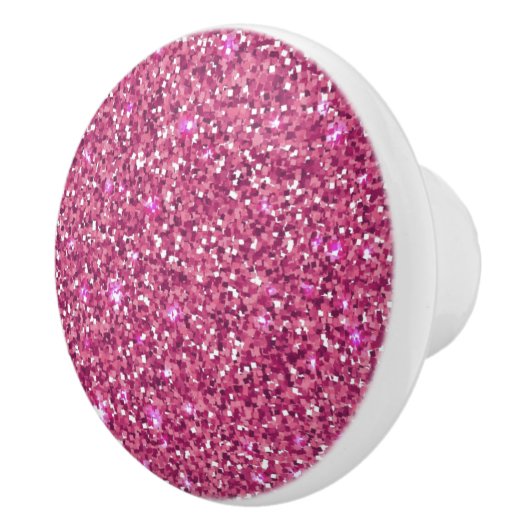 Keramische kast Knob-Pink Faux Glitter Knop (Rechts)