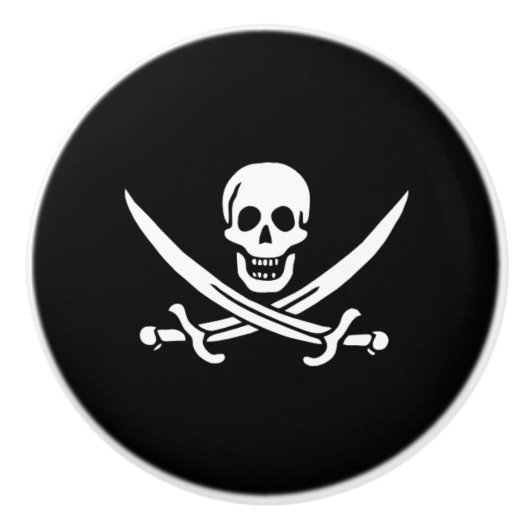 Keramische kast Knob-Pirate Skull & Blades Keramische Knop (Voorkant)