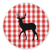 Keramische kast Knob-Red Plaid & Deer Knop (Voorkant)