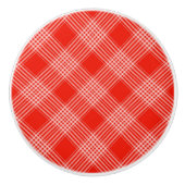 Keramische Kast Knob-Red Plaid Keramische Knop (Voorkant)