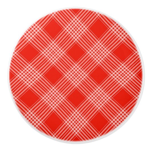 Keramische Kast Knob-Red Plaid Keramische Knop (Voorkant)