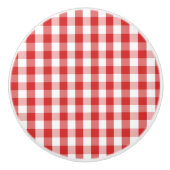 Keramische Kast Knob-Red Plaid Knop (Voorkant)