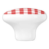 Keramische Kast Knob-Red Plaid Knop (Zijkant)