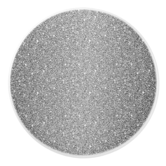 Keramische kast Knob-Silver Faux Glitter Knop (Voorkant)
