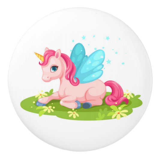 Keramische Kast Knop-Eenhoorn Keramische Knop (Voorkant)