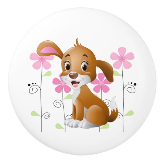 Keramische kast knop-puppy hond knop (Voorkant)