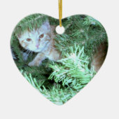 Keramische kat in de kerstboomkermis keramisch ornament (Voorkant)