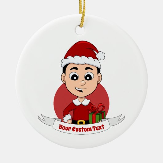 Keramische keramische cartoon voor kerstjongens keramisch ornament (Voorkant)