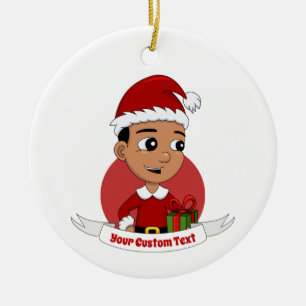Keramische keramische cartoon voor kerstjongens keramisch ornament