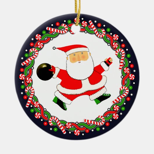 Keramische Kerstbal Bowling Cadeau Keramisch Ornament (Voorkant)