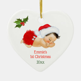Keramische kerstbal met rode kerstmuts voor babyme keramisch ornament