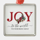 Keramische Kerstbal met tekst Joy Metalen Ornament (Voorkant)