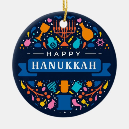 Keramische Kerstbal voor Hanukkah Keramisch Ornament (Voorkant)
