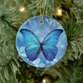Keramische kerstboomornament Blue Morpho Butterfly Keramisch Ornament