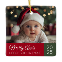Keramische kerstboomversiering voor baby's eerste