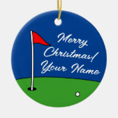 Keramische kerstfoto's, cadeau voor golfer keramisch ornament (Voorkant)
