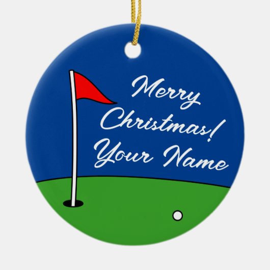 Keramische kerstfoto's, cadeau voor golfer keramisch ornament (Voorkant)