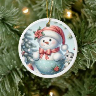 Keramische Kerstman Kerstbal Keramisch Ornament