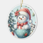 Keramische Kerstman Kerstbal Keramisch Ornament (Links)
