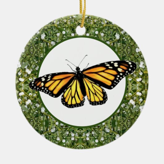 Keramische kerstsiermonarchen & mistletoe keramisch ornament (Voorkant)