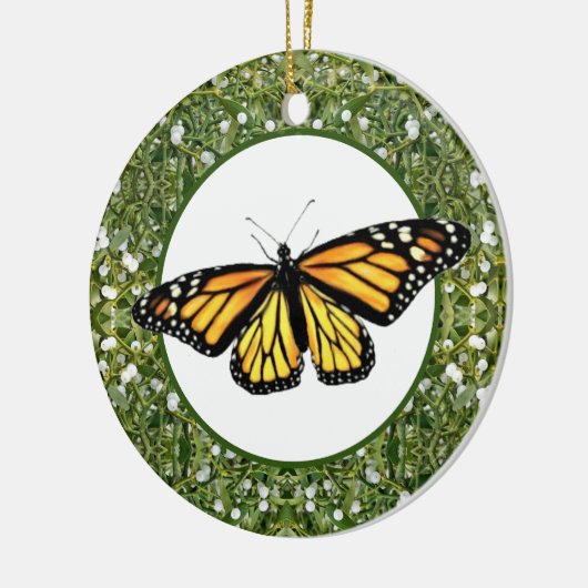 Keramische kerstsiermonarchen & mistletoe keramisch ornament (Links)