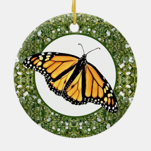 Keramische kerstsiermonarchen & mistletoe keramisch ornament (Achterkant)