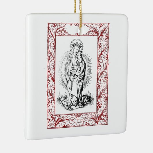 Keramische Kerststal Madonna en Kind met Hulst Keramisch Ornament (Rechts)
