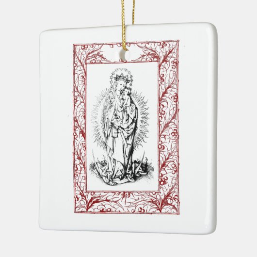 Keramische Kerststal Madonna en Kind met Hulst Keramisch Ornament (Links)