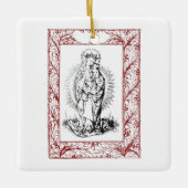 Keramische Kerststal Madonna en Kind met Hulst Keramisch Ornament (Voorkant)