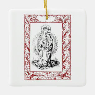 Keramische Kerststal Madonna en Kind met Hulst Keramisch Ornament