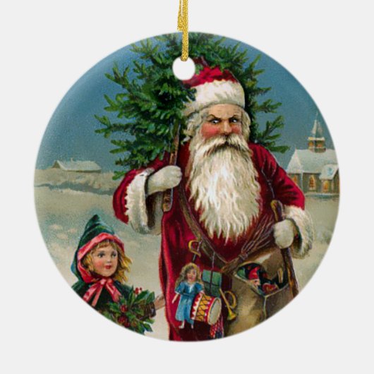 Keramische kerstversiering van Angry Santa Keramisch Ornament (Achterkant)