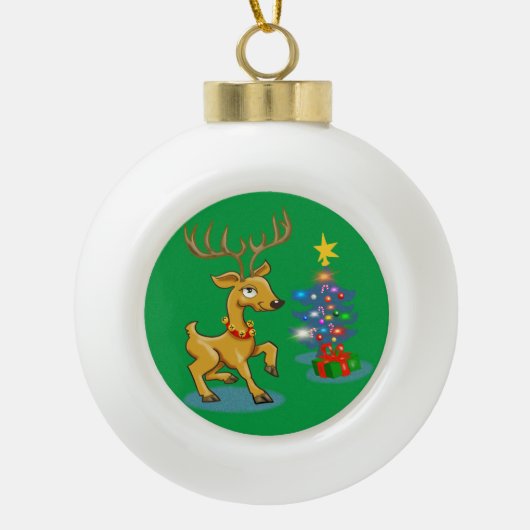 Keramische kerstversiering van rendierkeramiek keramische bal ornament (Voorkant)