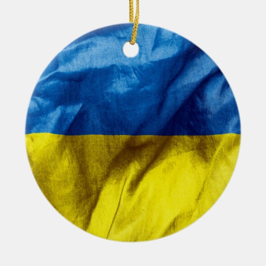 Keramische kerstversiering voor de Oekraïense vlag Keramisch Ornament (Voorkant)