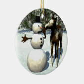 Keramische kerstversiering voor foal en Snowman Keramisch Ornament (Rechts)