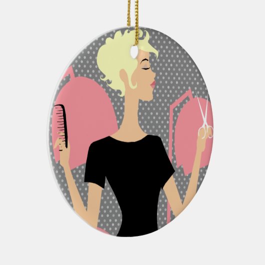 Keramische kerstversieringen met haarstylist keramisch ornament (Rechts)