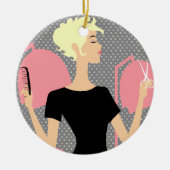 Keramische kerstversieringen met haarstylist keramisch ornament (Voorkant)