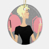 Keramische kerstversieringen met haarstylist keramisch ornament (Links)