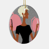 Keramische kerstversieringen met haarstylist keramisch ornament (Rechts)