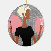 Keramische kerstversieringen met haarstylist keramisch ornament (Links)