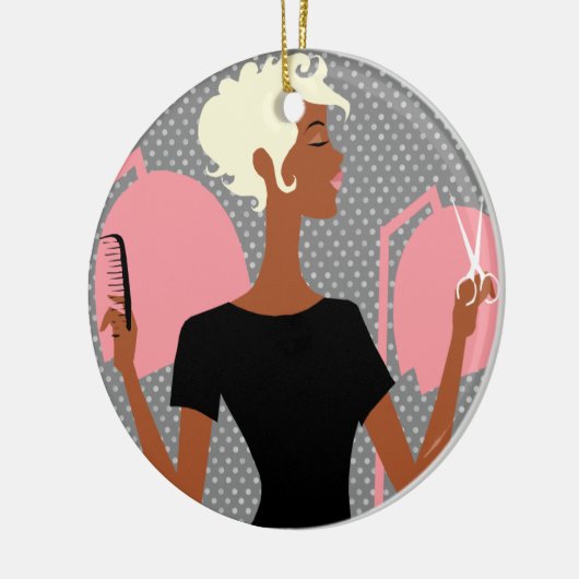 Keramische kerstversieringen met haarstylist keramisch ornament (Links)